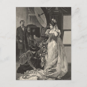 Vintage Bridal Portrait Photographer Save the Date Announcement Postcard