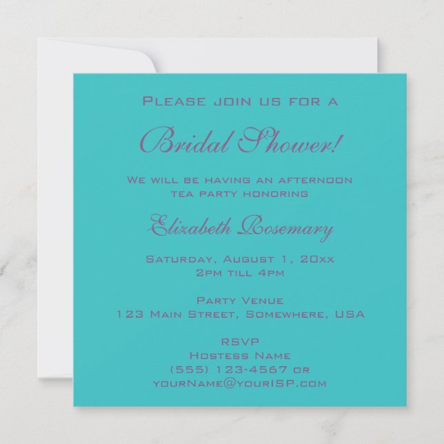 Vintage Bridal Shower, Aqua Love Hearts Tree Invitation (Front)