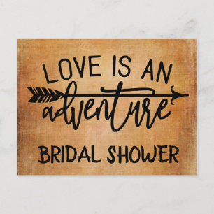 Vintage Bridal Shower Brown Grunge Boho Wedding Invitation Postcard