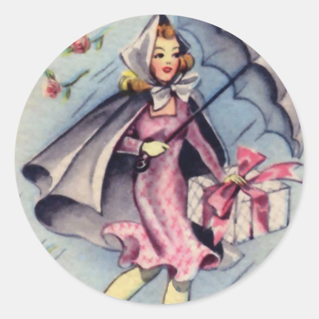 Vintage Bridal Shower Guest Classic Round Sticker (Front)