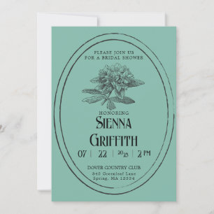 Vintage Bridal Shower Invitation   Deep Turquoise 