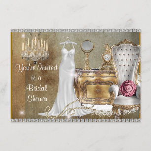 VINTAGE BRIDAL SHOWER INVITATION FAUX background