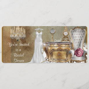 VINTAGE BRIDAL SHOWER INVITATION FAUX Wallpaper