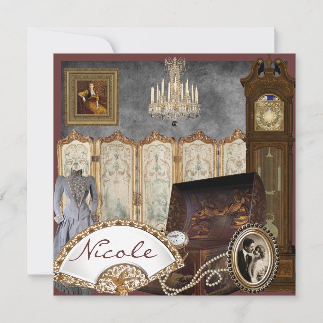 Vintage Bridal Shower Invitation Personalized (Front)