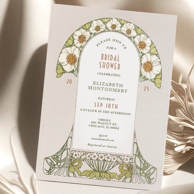 Vintage Bridal Shower Invitations Art Nouveau Deco (Creator Uploaded)