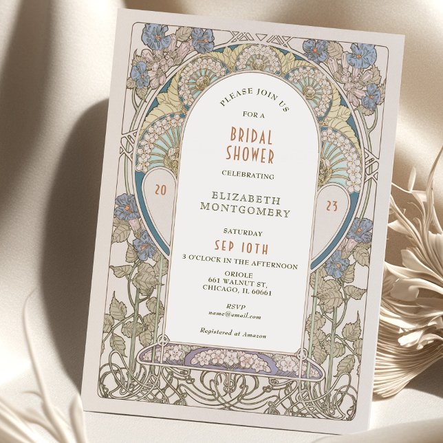 Vintage Bridal Shower Invitations Art Nouveau Deco (Creator Uploaded)