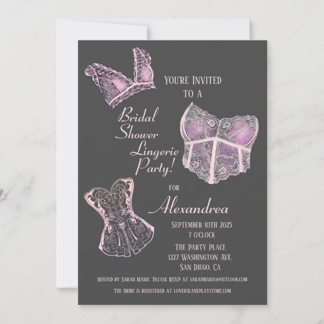 Vintage Bridal Shower Lingerie Party Invitation (Front)