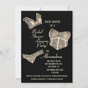 Vintage Bridal Shower Lingerie Party Invitation