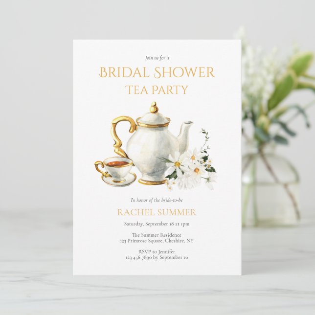 Vintage Bridal Shower Tea Party  Invitation (Standing Front)