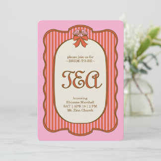 Vintage Bridal Tea Party | Pink & Red Invitation