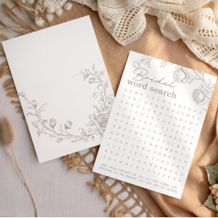 Vintage Bridal Word Search Bridal Shower Game