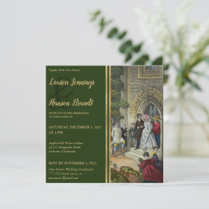 Vintage Bride and Groom Art Wedding Invitation