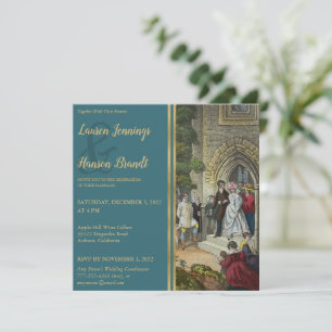 Vintage Bride and Groom Art Wedding Invitation