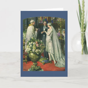 Vintage Bride and Groom, Church Wedding Ceremony Card