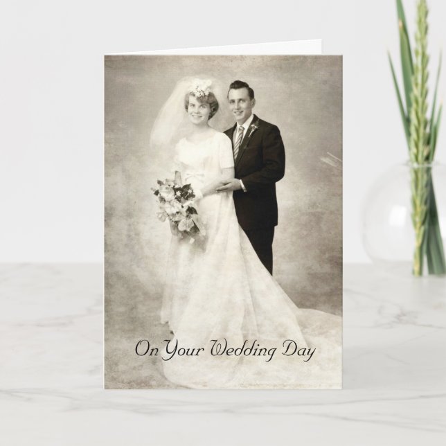 Vintage Bride and Groom, Congratulations Card (Front)