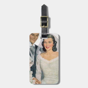 Vintage Bride and Groom Luggage Tag