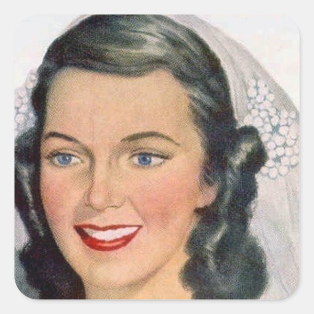 Vintage Bride and Groom Square Sticker (Front)