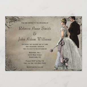 Vintage Bride and Groom Wedding Invitation