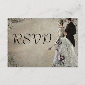 Vintage Bride and Groom Wedding RSVP Card