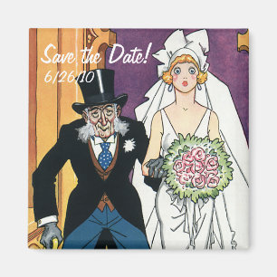 Vintage Bride and Groom Wedding Save the Date! Magnet