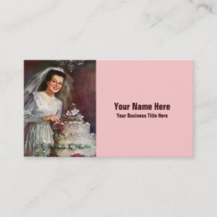 Vintage Bride and her Wedding Cake - 50's Business Card