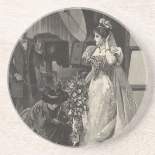 Vintage Bride, Bridal Portrait with Photographer Coaster