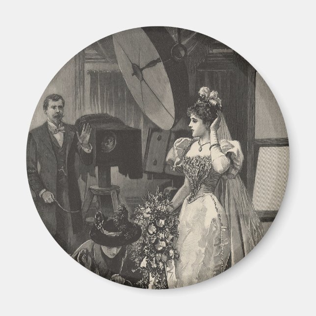 Vintage Bride, Bridal Portrait with Photographer Magnet (Front)