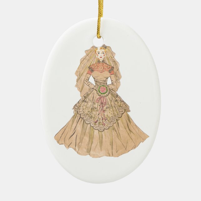 Vintage Bride Ceramic Ornament (Front)