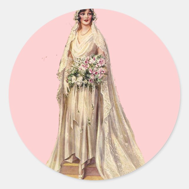Vintage Bride Classic Round Sticker (Front)