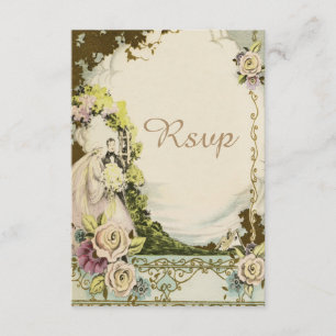 Vintage Bride & Groom Chic Romantic Wedding RSVP Card