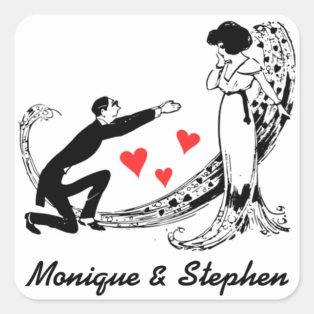 Vintage Bride, Groom Personalized Wedding Sticker (Front)