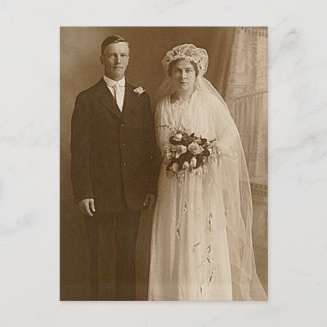 Vintage Bride & Groom Romantic Wedding Photography Postcard (Front)