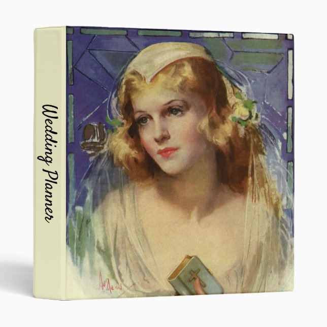 Vintage Bride holding a Bible, Religious Wedding Binder (Front/Spine)