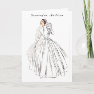 Vintage Bride - Showering You with Wishes, Card