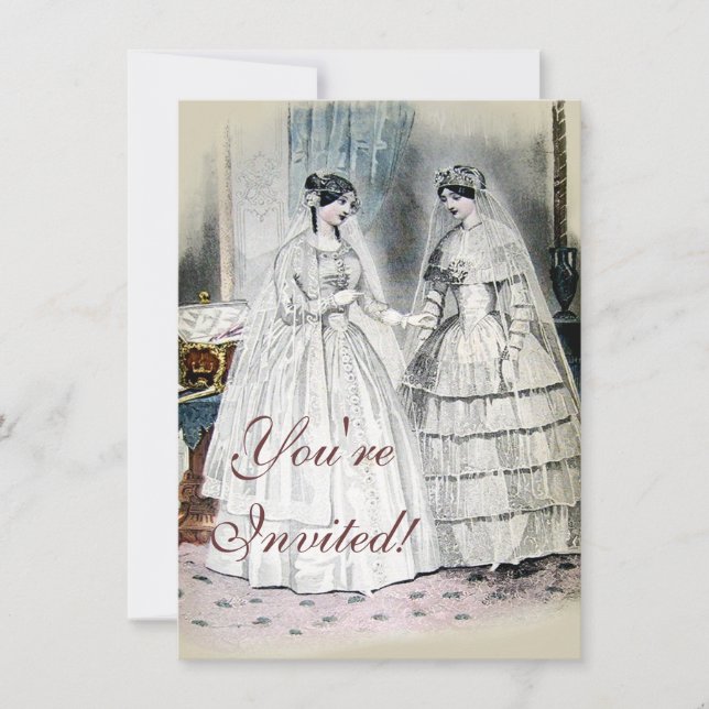 Vintage Bride Wedding Dress Invitation (Front)