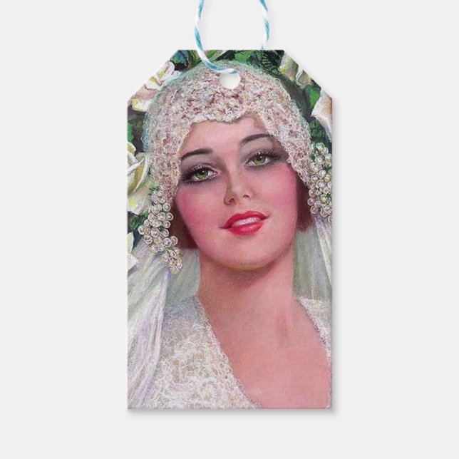 Vintage Bride with Roses Gift Tags (Front)