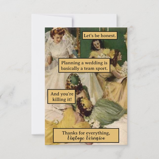 Vintage Bridesmaid Personalized Thank You Gift Card (Front)