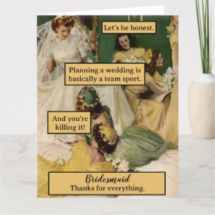 Vintage Bridesmaid Personalized Thank You Gift Card