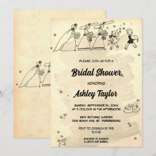 Vintage Bridesmaids Ceremony Retro Bridal Shower Invitation