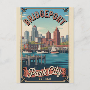 Vintage Bridgeport Connecticut Retro Travel Poster Holiday Postcard