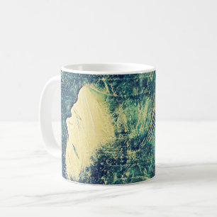 Vintage Bright Blue Ocean Wave Surfer Girl Coffee Mug