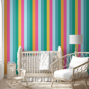 Vintage bright Colourful Striped Pattern Wallpaper
