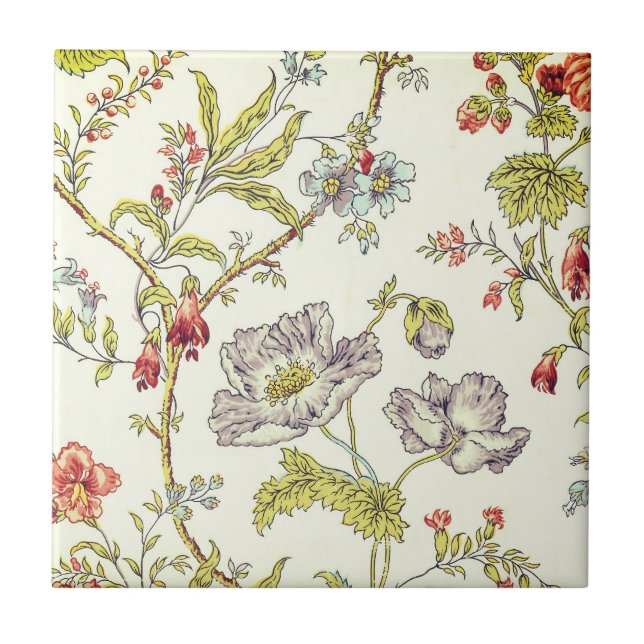 Vintage bright flower vine floral pattern tile (Front)