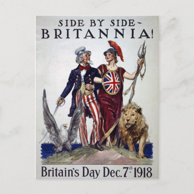 Vintage Britannia! Side By Side WWI Art Postcard (Front)