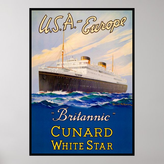 Vintage "Britannic" Cunard White Star Poster (Front)