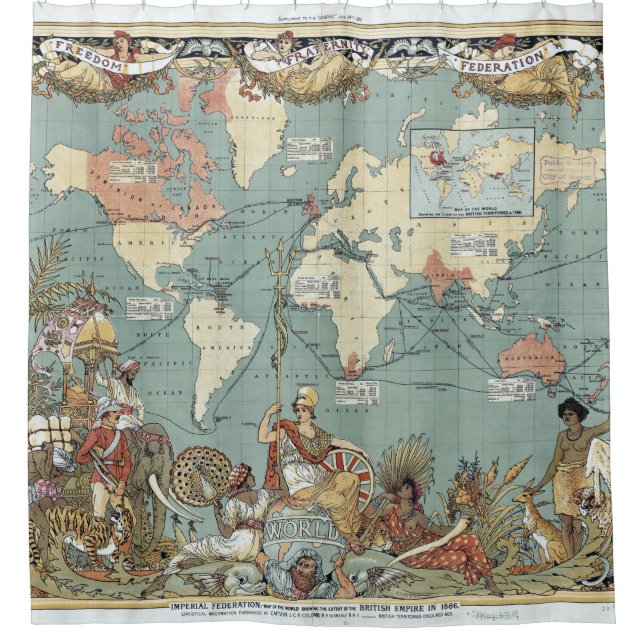 Vintage British Empire World Map (1886) (Front)