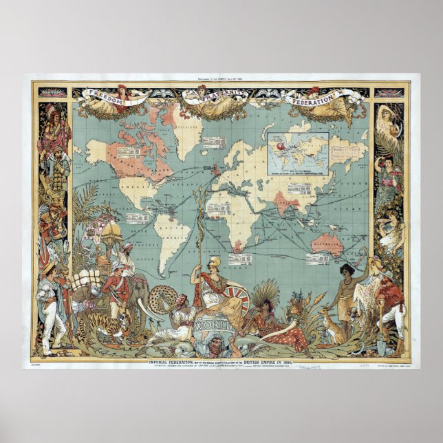 Vintage British Empire World Map (1886) Poster (Front)
