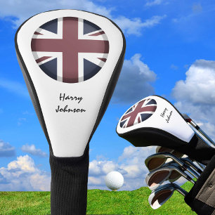 Vintage British Flag & Monogrammed Golf Clubs UK  Head Cover