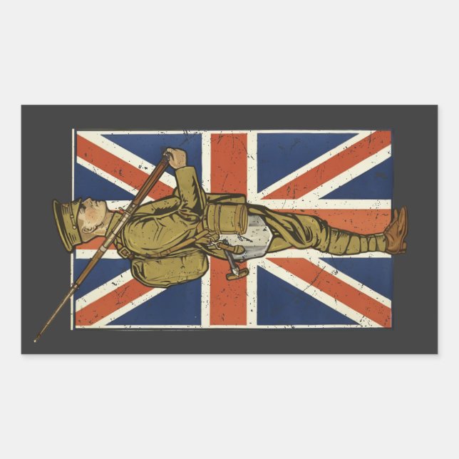 Vintage British Flag Soldier Sticker (Front)