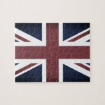 Vintage British Flag & UK Union Jacks /sports fans Jigsaw Puzzle<br><div class="desc">Puzzle: Vintage United Kingdom & UK, London - love my country and British flag travel patriots / sports fans & union jack (England)</div>